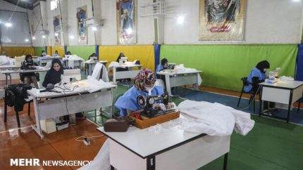 تولید لباس بیمارستانی توسط دانشجویان جهادی دانشگاه ملی مهارت ایلام
