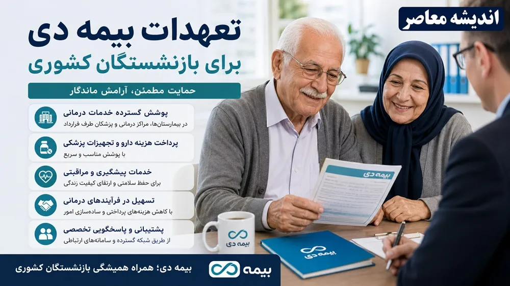 تعهدات بیمه دی برای بازنشستگان کشوری ۱۴۰۵ | جدول کامل سقف تعهدات بیمه تکمیلی | جزئیات قرارداد جدید و خدمات درمانی