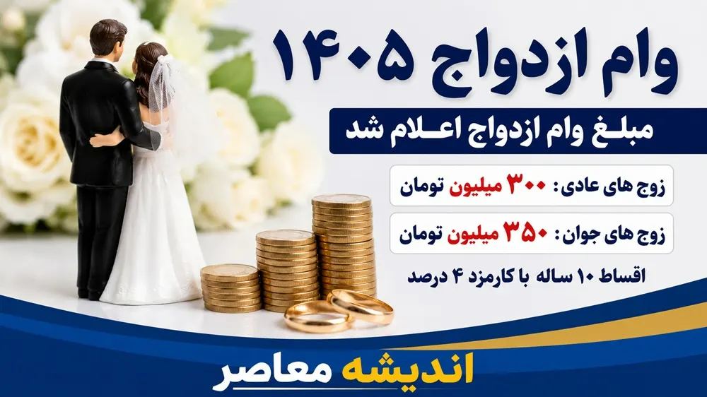 مبلغ وام ازدواج ۱۴۰۵ اعلام شد | جزئیات وام ۳۰۰ و ۳۵۰ میلیونی | شرایط دریافت و ثبت نام