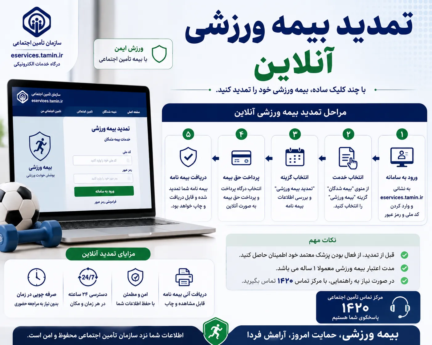 تمدید بیمه ورزشی آنلاین | آموزش تمدید بیمه ورزشی با کد ملی | راهنمای ورود به سامانه بیمه ورزشی