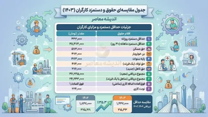 جدول مقایسه ای حقوق و دستمزد کارگران در ۳ سال اخیر؛ حقوق کارگران در سال های ۱۴۰۳، ۱۴۰۴ و ۱۴۰۵ چقدر افزایش یافت؟
