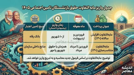 جدول واریز مابه التفاوت حقوق بازنشستگان تامین اجتماعی ۱۴۰۵ | آخرین خبر از زمان پرداخت معوقات فروردین و اردیبهشت