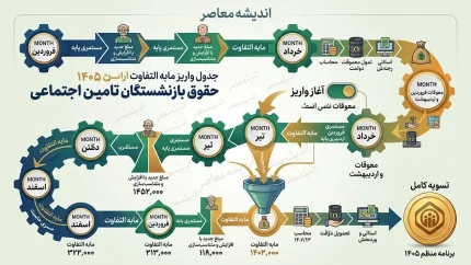 جدول وضعیت واریز مابه‌التفاوت حقوق بازنشستگان تأمین اجتماعی ۱۴۰۵