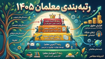 جدول کامل رتبه بندی معلمان ۱۴۰۵ + جزئیات ۵ سطح، افزایش حقوق تا ۹۰ درصد و آخرین وضعیت پرداخت معوقات