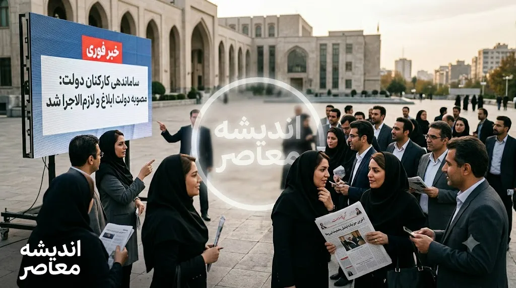 آخرین خبر ساماندهی کارکنان دولت پنجشنبه 15 مرداد 1405 | جزئیات جدید طرح ساماندهی نیروهای شرکتی دولت | زمان اجرای ساماندهی کارکنان دولت