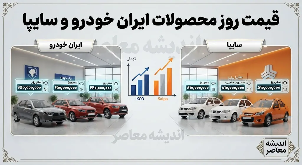 قیمت خودروهای ایران خودرو و سایپا در بازار امروز چهارشنبه 28 مرداد 1405؛ نوسان قیمت در آستانه شهریور