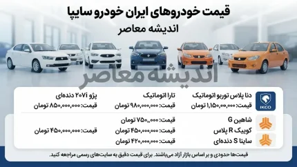 قیمت خودروهای ایران خودرو و سایپا امروز شنبه 10 مرداد 1405 | آخرین قیمت بازار محصولات ایران خودرو و سایپا | جدول قیمت خودرو امروز