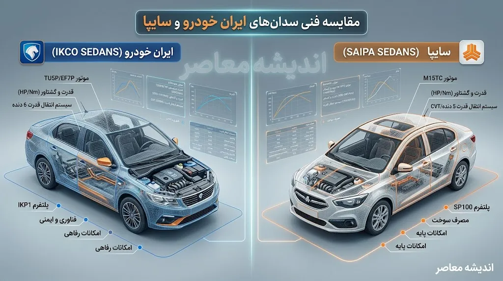 مقایسه فنی سدان های ایران خودرو و سایپا؛ تارا و دنا در برابر شاهین و سهند کدام انتخاب بهتری است؟